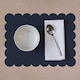 image 2 of I-Style Navy and Grey Scalloped Flexi Set of 2 Faux Leather Placemats