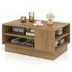 image 1 of COSTWAY Modern Coffee Table w/Storage Shelves Natural Brown
