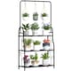 image 1 of Outsunny 3 Tier Plant Stand  Hanging Hooks for Balcony Living Room, Black | Black | Black