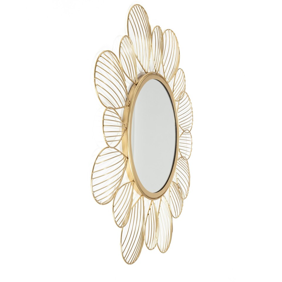 image 1 of Fine Decor MR3725W Adrina Floral Petal Metallic Mirror Gold Gold