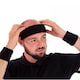 image 1 of Black Sport Gym Fitness Exercise Headband & Sweatband Set for Heads & Wrists