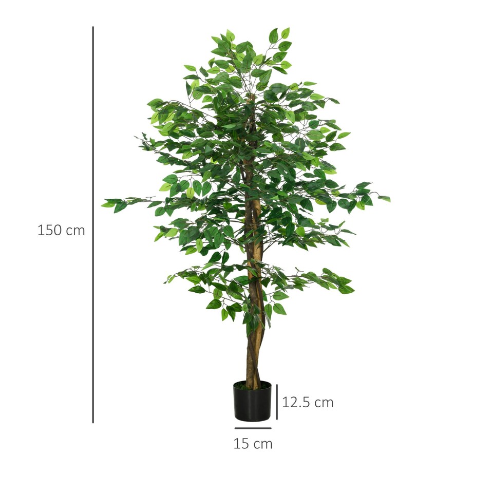 image 1 of HOMCOM 150cm Artificial Tree Ficus for Indoor Home Decor, Fake Tree