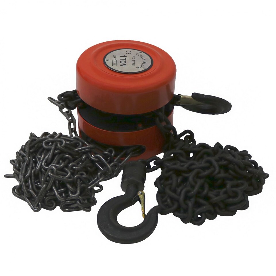 image 1 of 1 Ton Chain Lifting Block & Tackle Hoist Heavy Duty Load