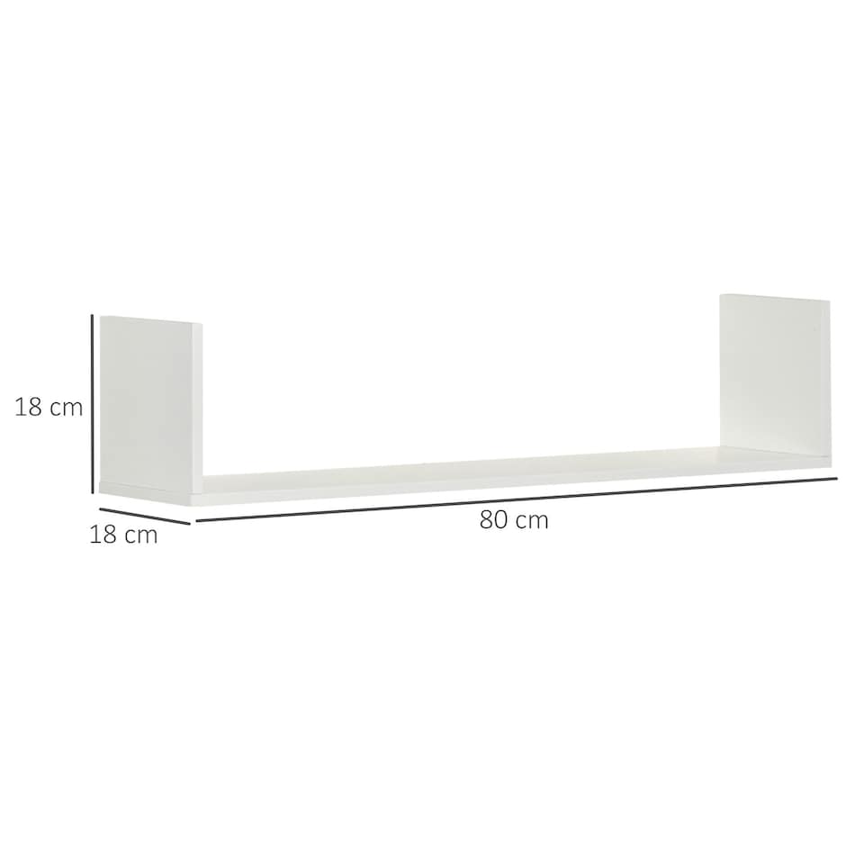 image 1 of HOMCOM Set of 3 Wooden Floating Shelves Wall Mount CD Storage White