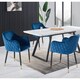 image 8 of Set of 4 Verona Velvet Dining Chairs with Quilted Back & Black Legs - Modern Accent Chair with Silver Foot Tips | Blue