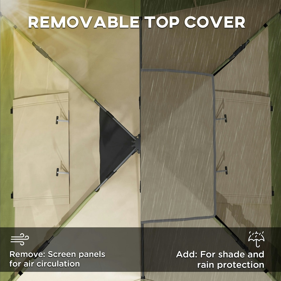 image 1 of Outsunny 3-4 Man Camping Tent Portable with Bag, Quick Setup, Dark Green