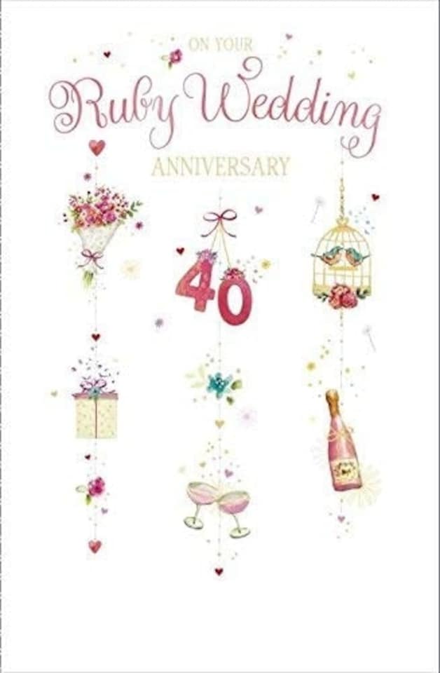 image 1 of 40th Wedding Anniversary Card Ruby Congratulations Card