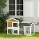 image 2 of PawHut Rabbit Hutch, Guinea Pig Hutch Outdoor Double Tier w/ Ramp, Yellow