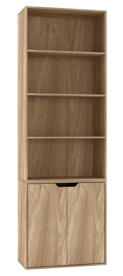 image 1 of 6-Tier Bookcase with 2-Doors | Brown | 1