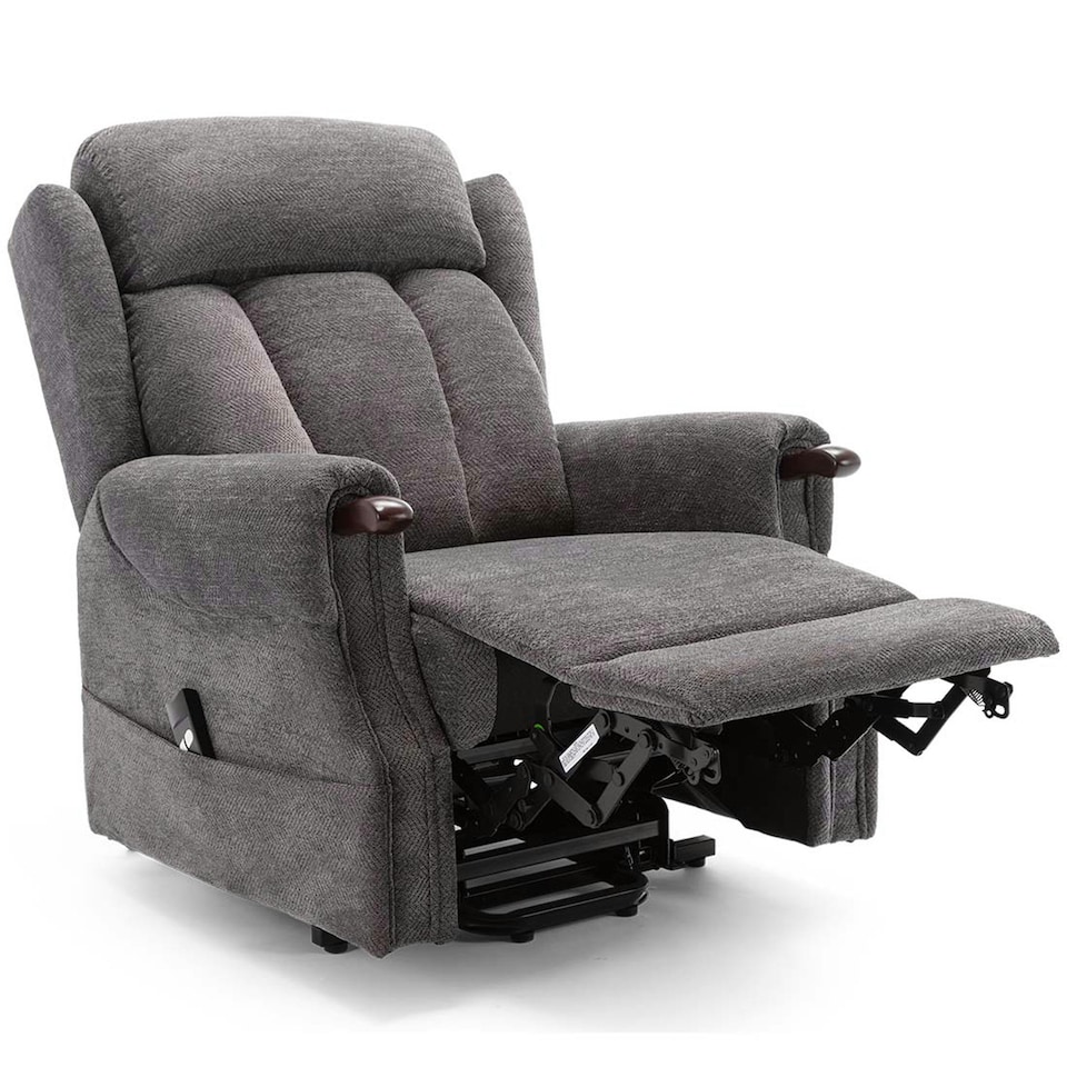 image 1 of Halton Electric Fabric Heavy Duty Single Motor Rise Recliner Lift Mobility Chair (Charcoal)