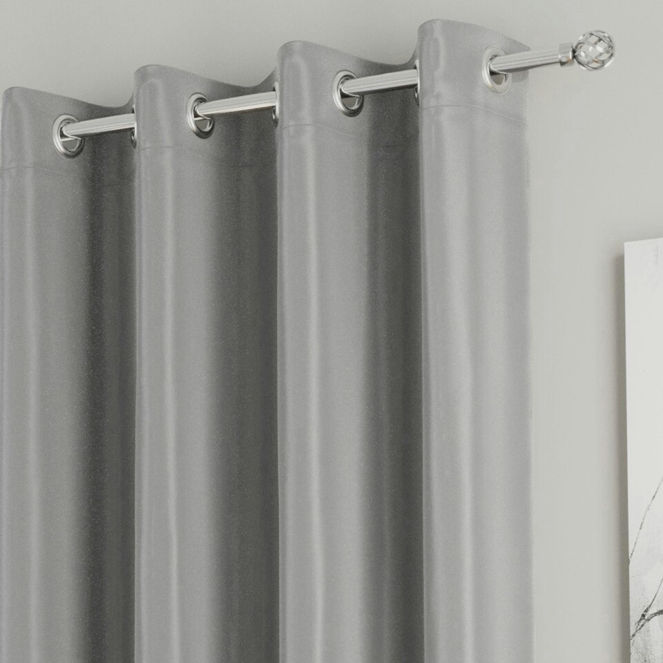 image 1 of Supersoft Grey Curtains 46 x 72 inch (117 x 183 cm) Room Darkening Eyelet Thermal Noise Reducing Curtains for Bedroom and Living Room