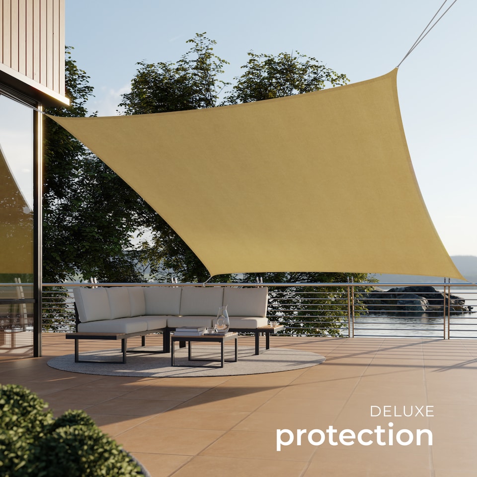 image 1 of Shade Sail - rectangular with UV protection 50, water-repellent | Cream | beige | 3.6 x 3.6 m | 1