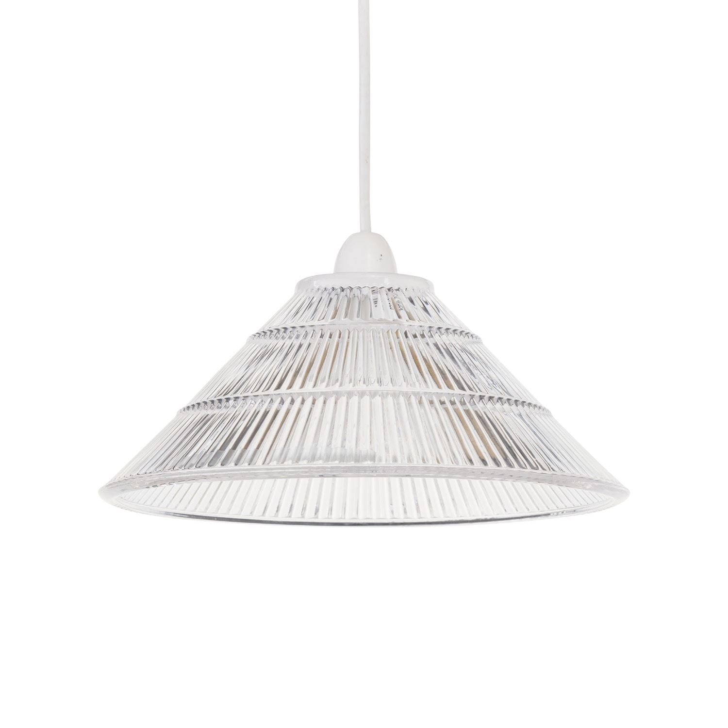 First Choice Lighting Barnes - Clear 25cm Fluted Glass Pendant Shade