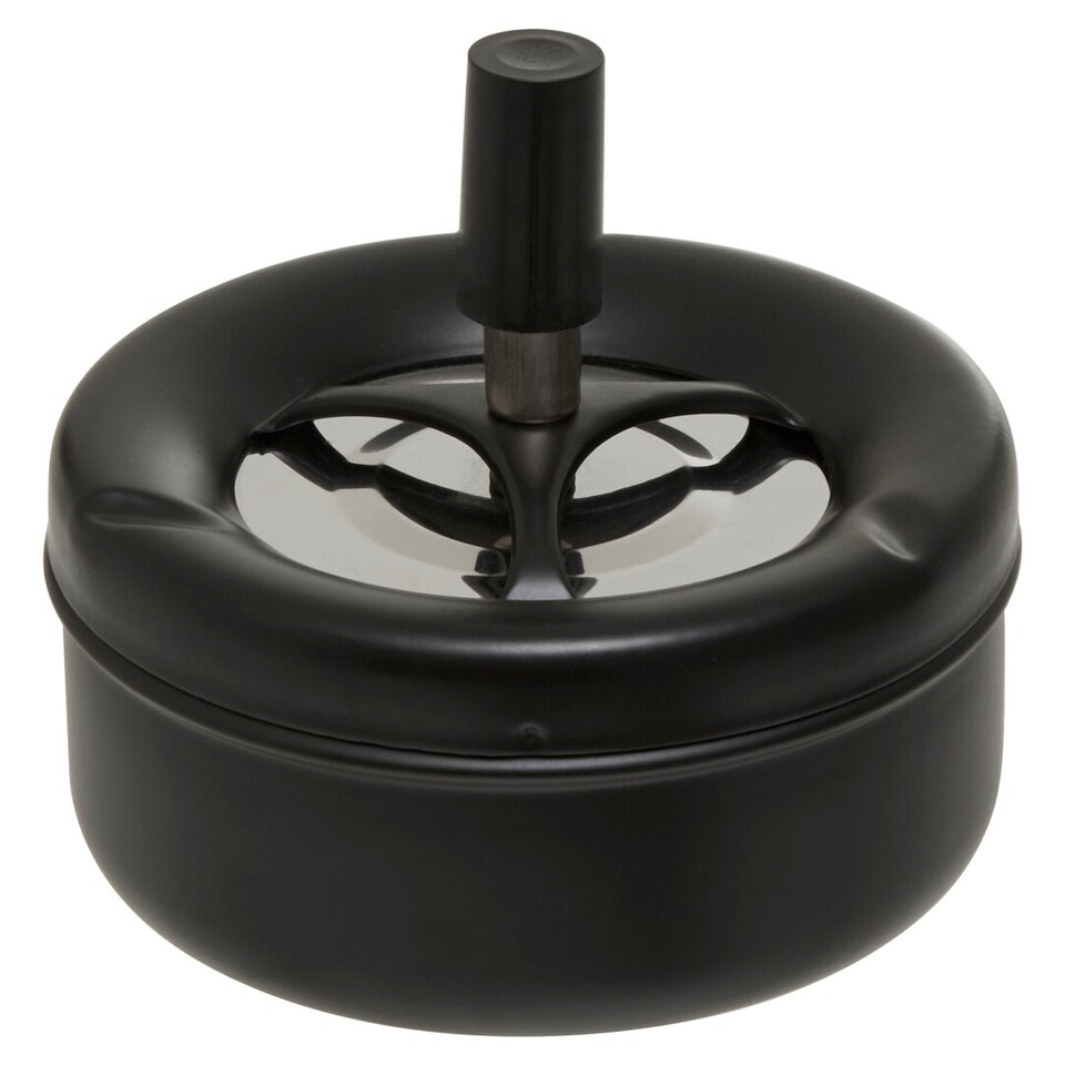 image 1 of Medium Black Spinning Ashtray