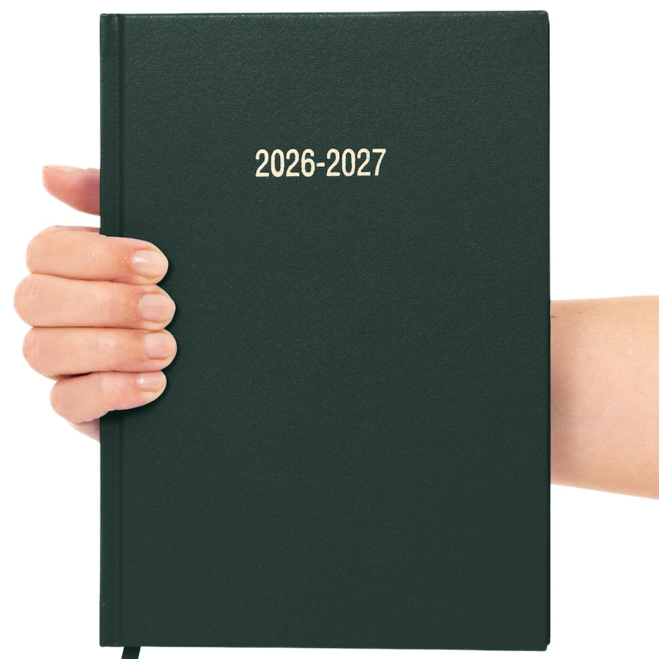 image 1 of 2026 2027 Academic Diary A5 Page a Day - Mid Year Hardback Planner From August 2026 to July 2027 - Student Teacher School Organiser with Ribbon Bookmark (A5, Bottle Green)