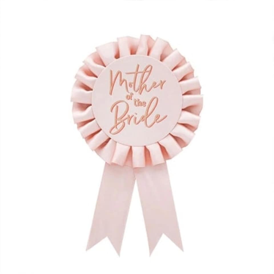 image 1 of Rose Gold Mother Of The Bride Rosette Hen Party Badge 20cm