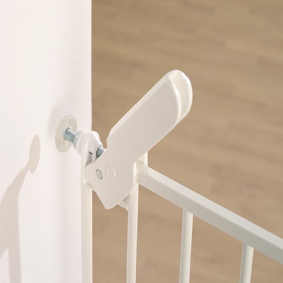 image 1 of Safetots Super Narrow Baby Gate, 60.5cm - 66.5cm, White, Child Safety Barrier, Pressure Fit Stair Gate | White | 1