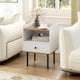 image 3 of COSTWAY 2 Pcs Nightstand Bedside Table with Drawer   Open Storage Shelf White