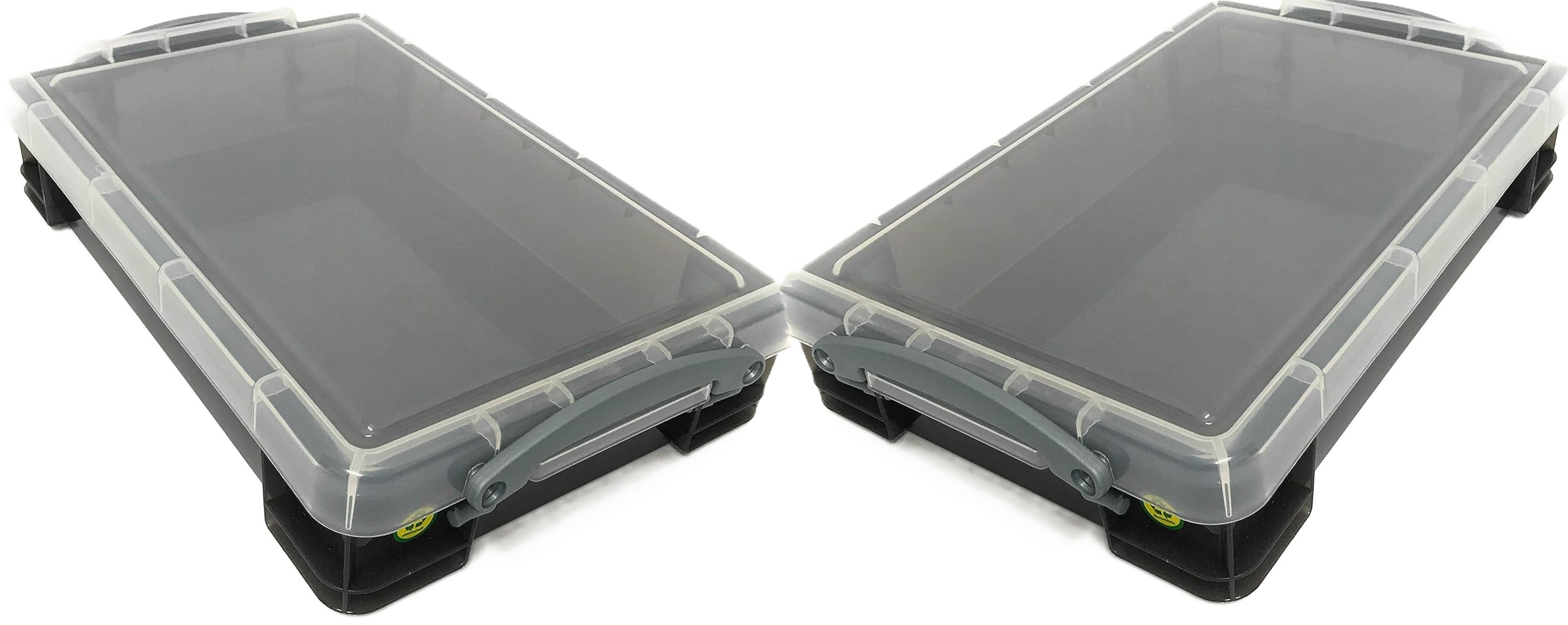 Really Useful Plastic Storage Box 4 Litre Transparent Black Pack of 2
