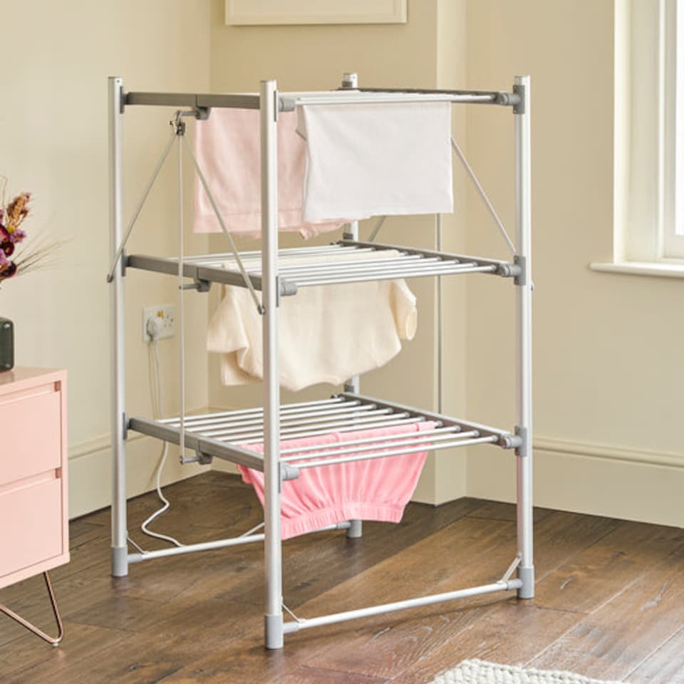 image 1 of Zennox 3 Tier Folding Heated Clothes Airer with Cover