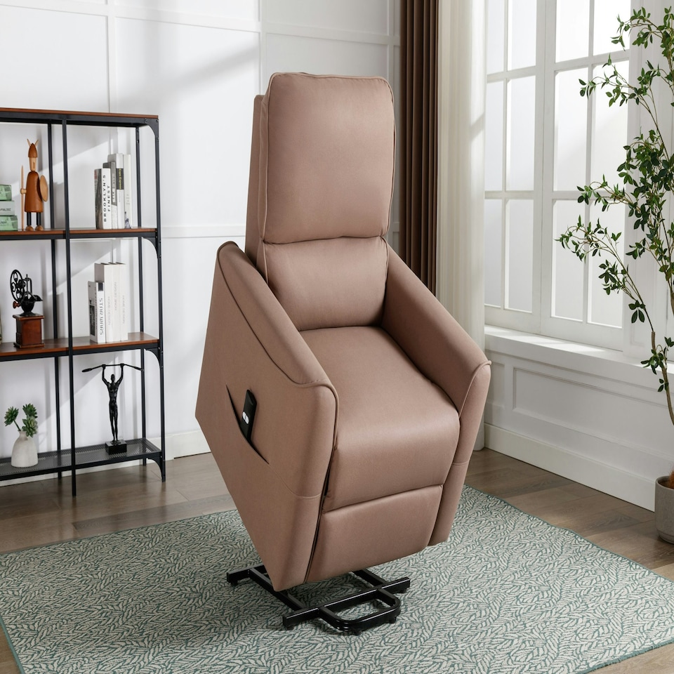 image 1 of Clifton Electric Fabric Single Motor Rise Recliner Lift Mobility Chair (Beige)