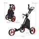 image 2 of COSTWAY 3 Wheel Golf Push Cart Folding Golf Holder Red