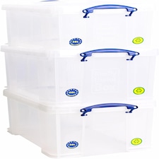 Really Useful Plastic Storage Box 48 Litre CLEAR Pack of 3