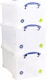 image 1 of Really Useful Plastic Storage Box 48 Litre CLEAR Pack of 3