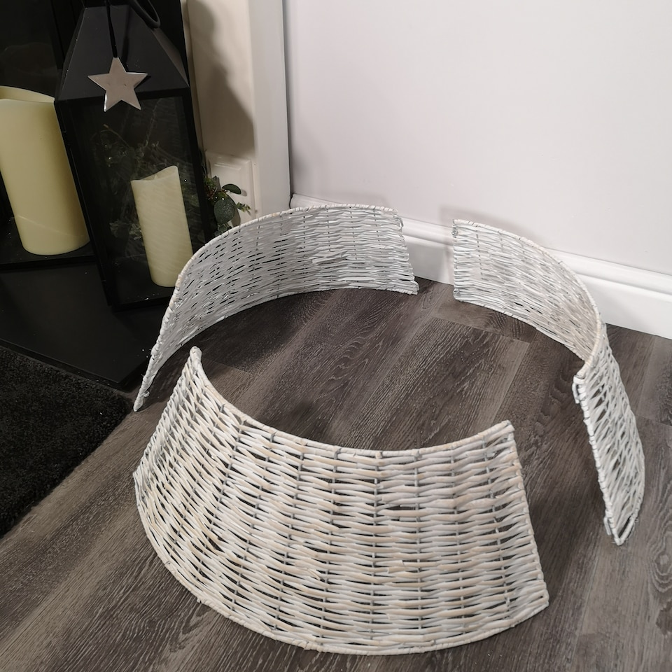 image 1 of 40/58cm Samuel Alexander KD Willow Christmas Tree Skirt Wicker Rattan- Medium White Wash