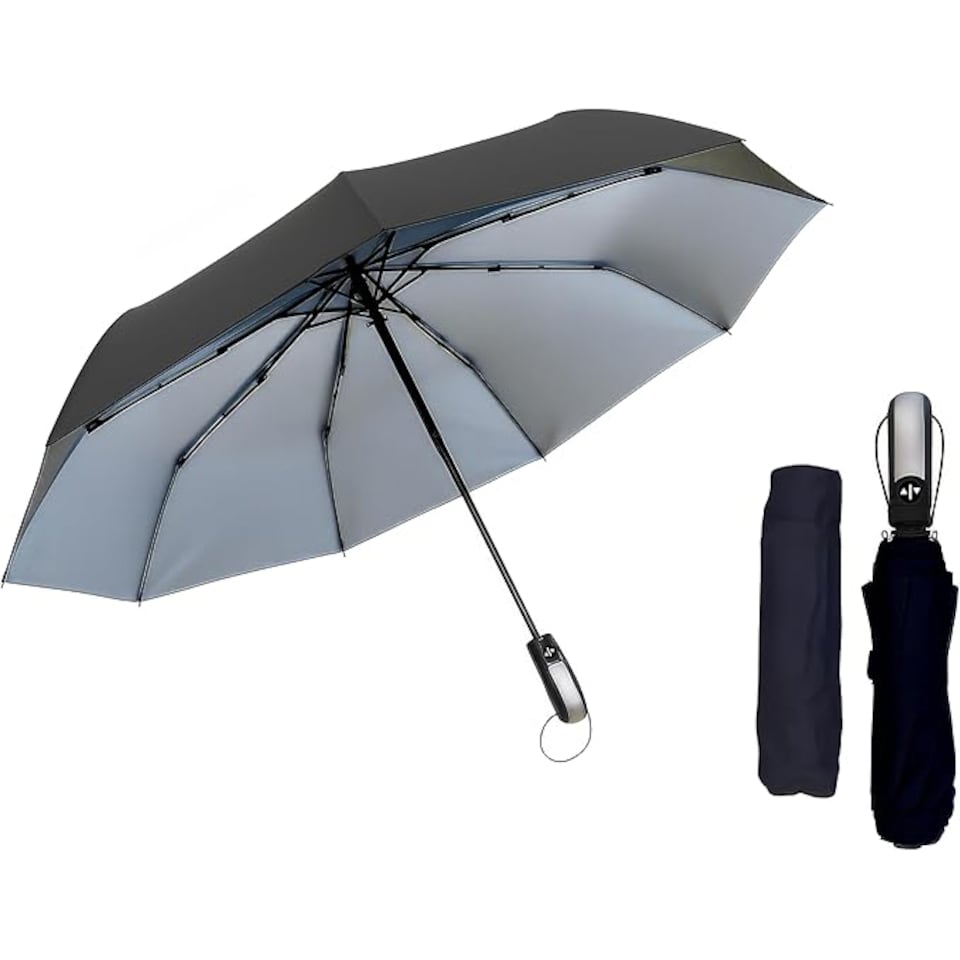 image 1 of Umbrella Reinforced Windproof J-Handle Water-Resistant Cover Travel - Unisex 103cm Canopy