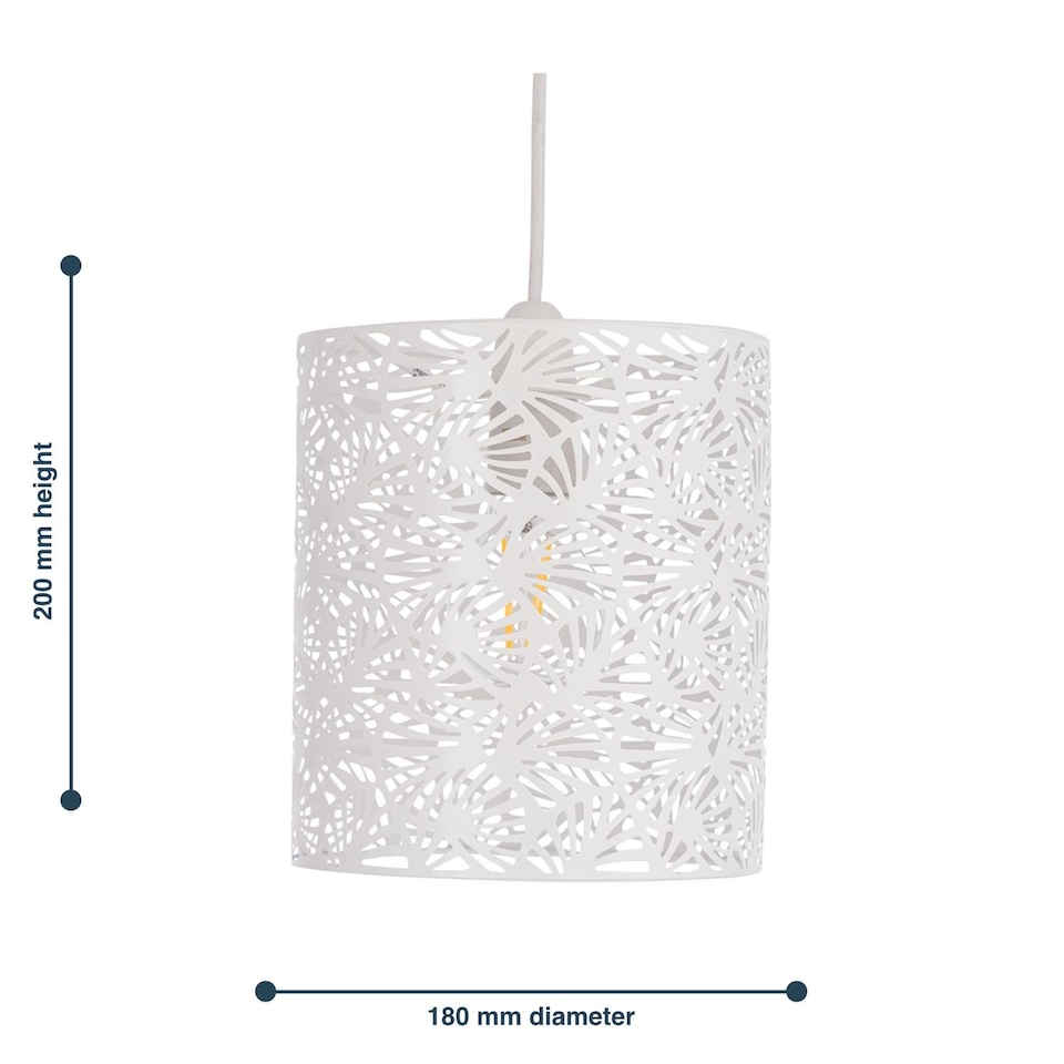 image 1 of Maui - White Cut Out Metal Leaf Pendant Light Shade | White | Small | 1