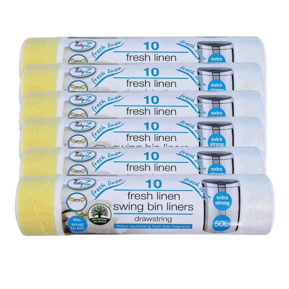 TidyZ Linen Fragranced Swing Bin Liners 50L 10 Assorted Pack
