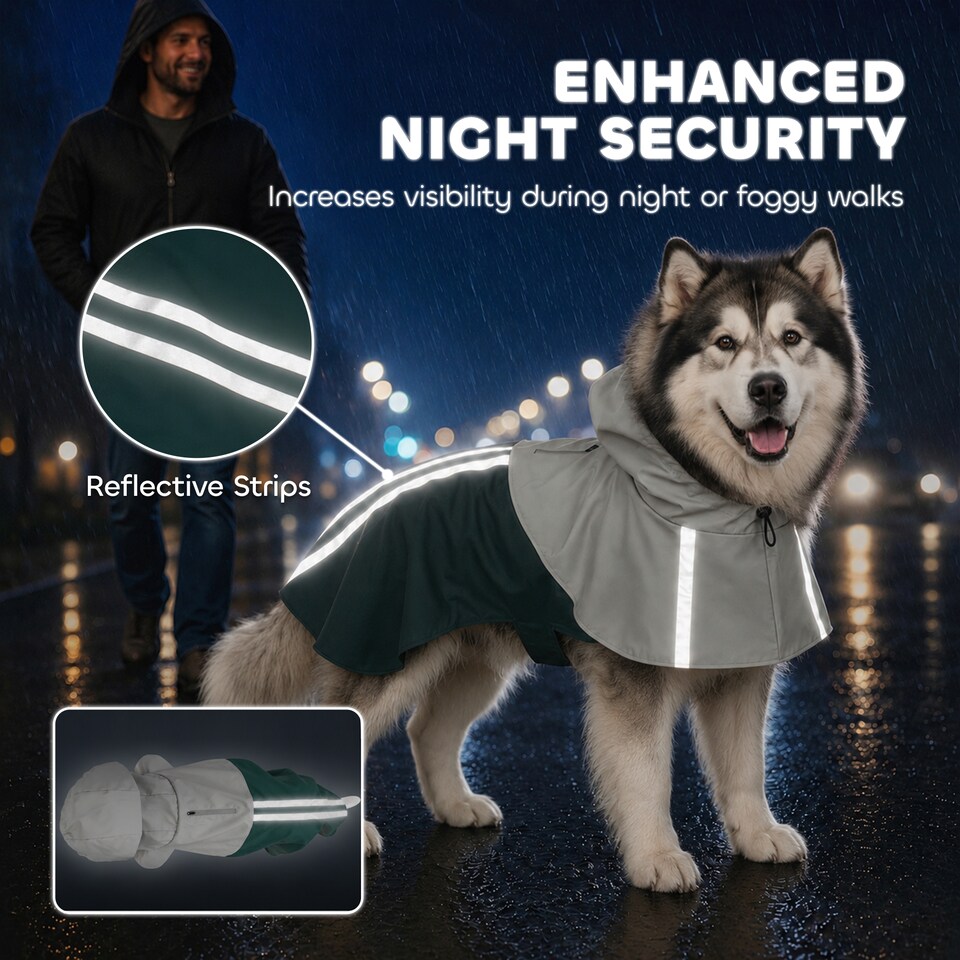 image 1 of PawHut Dog Raincoat with Hood, Dog Rain Jacket, for Extra Large Dogs, XL