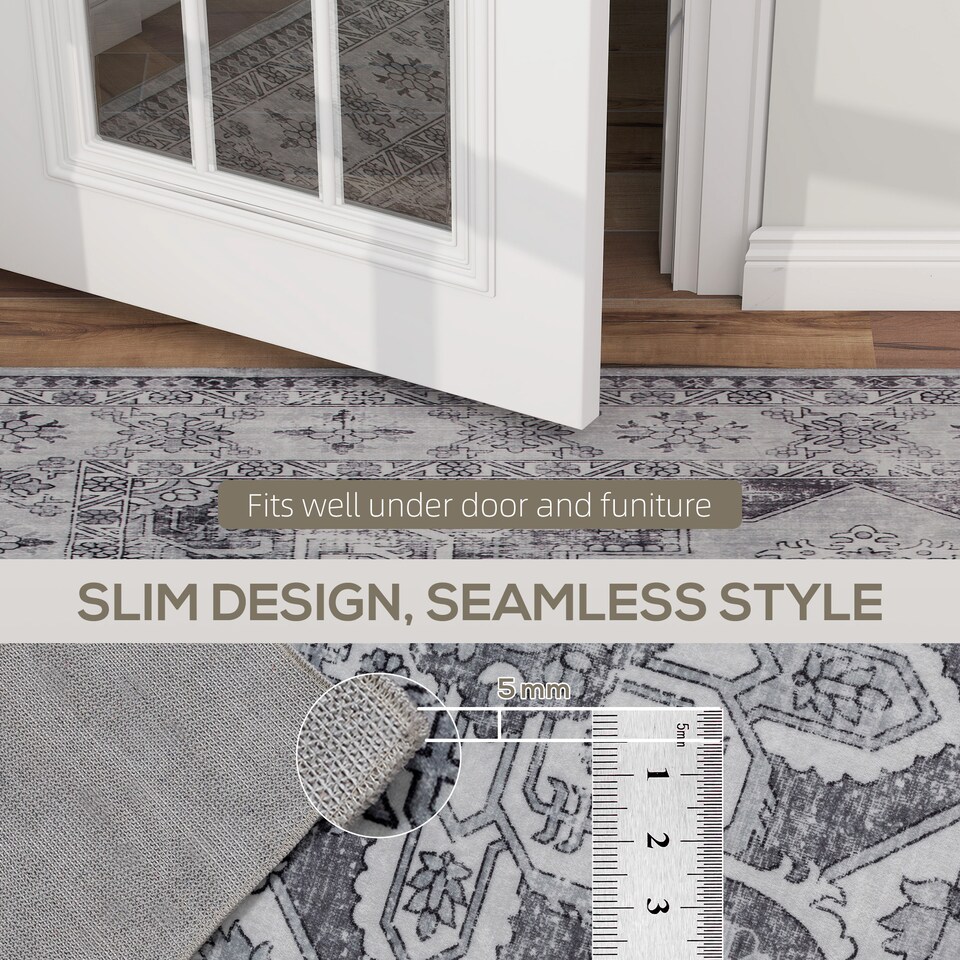 image 1 of HOMCOM Flannel Non-Slip Washable Rug for Living Room, 230 x 160 cm, Grey | Grey
