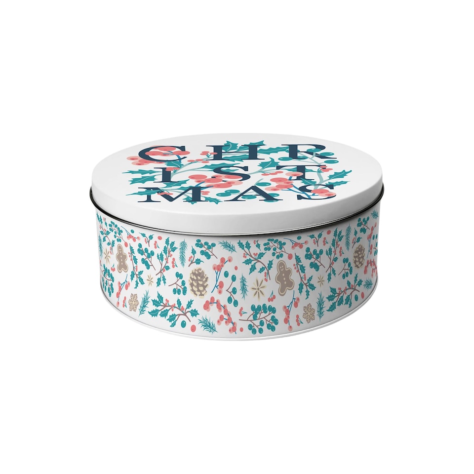 image 1 of Holly Tangle Round Christmas Cake Tin
