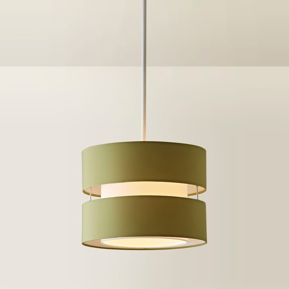 image 1 of ValueLights Sophia Small Olive 2 Tier Ceiling Light Shade | Green