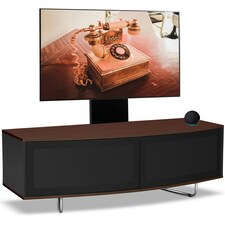 Centurion Supports Caru Black Walnut Beam-Thru Remote Friendly Super-Contemporary D Shape Design 32"-65" LED/OLED/LCD TV Cabinet with Mounting Arm Black | Walnut