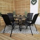 image 3 of Outdoor 4 Person Round Glass Top Garden Patio Dining Table Chairs Set
