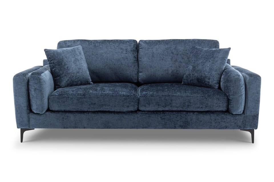 image 1 of Textured Chenille Blue 3 Seater Sofa MARGHERA