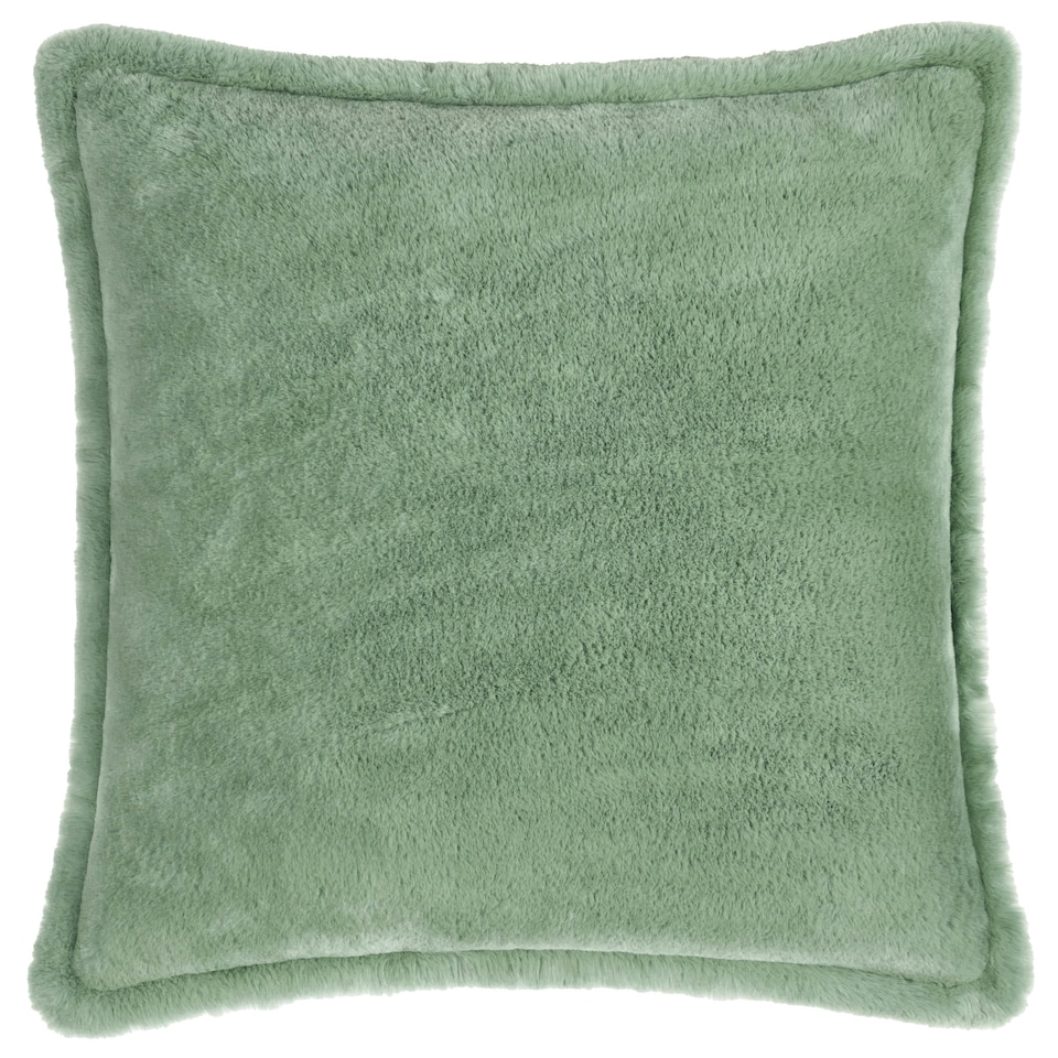 image 1 of Furn Kallu Faux Fur Polyester Filled Cushion Green | 50 cm x 50 cm