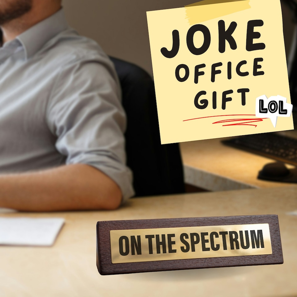 image 1 of Wooden Desk Sign - On the Spectrum