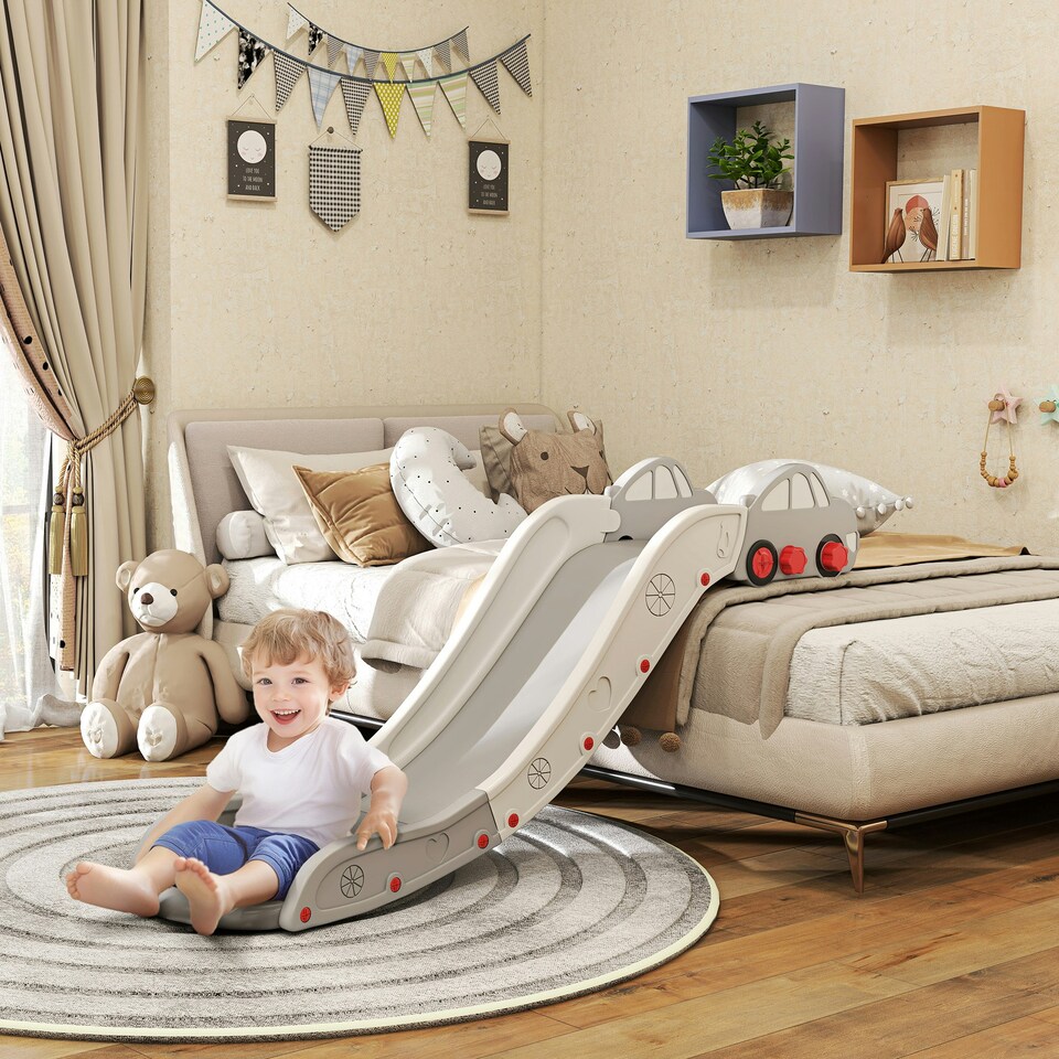 image 1 of AIYAPLAY Kids Slide for Bed, Sofa, Easy to Assemble, Grey