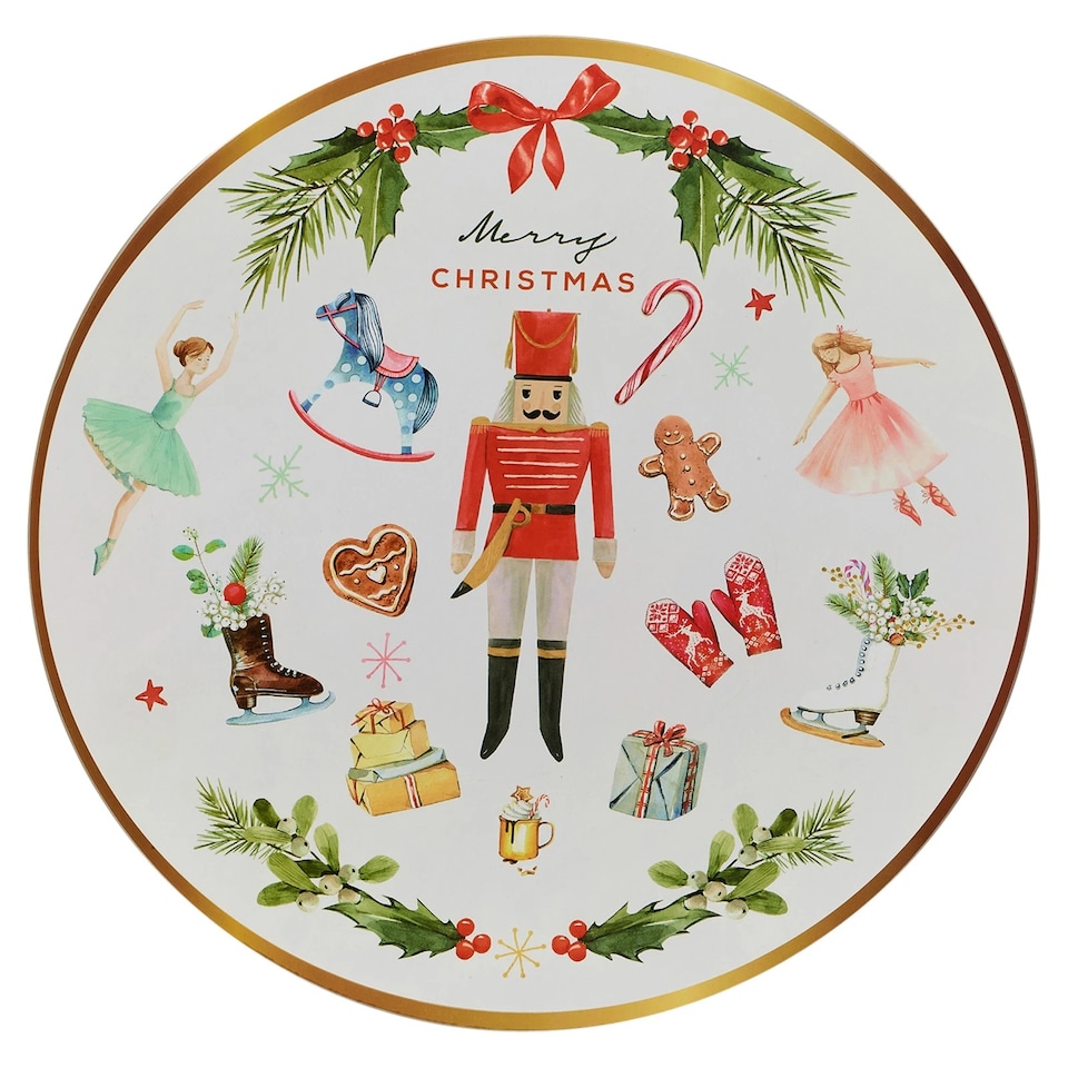 image 1 of 6 Pcs Christmas Charger Plates With Coloured Rim Festive Designs Placemats 33cm
