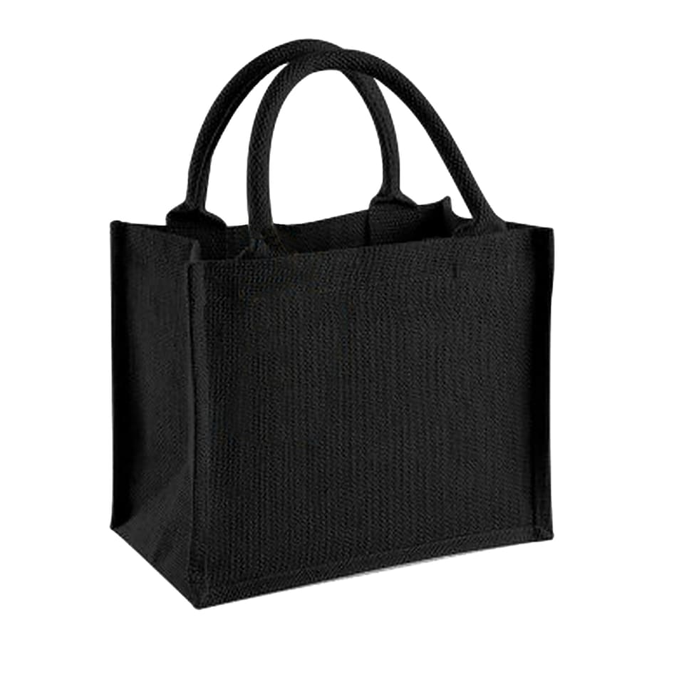 image 1 of Westford Mill Jute Mini Gift Bag (6 Litres) - Black/Black - One Size