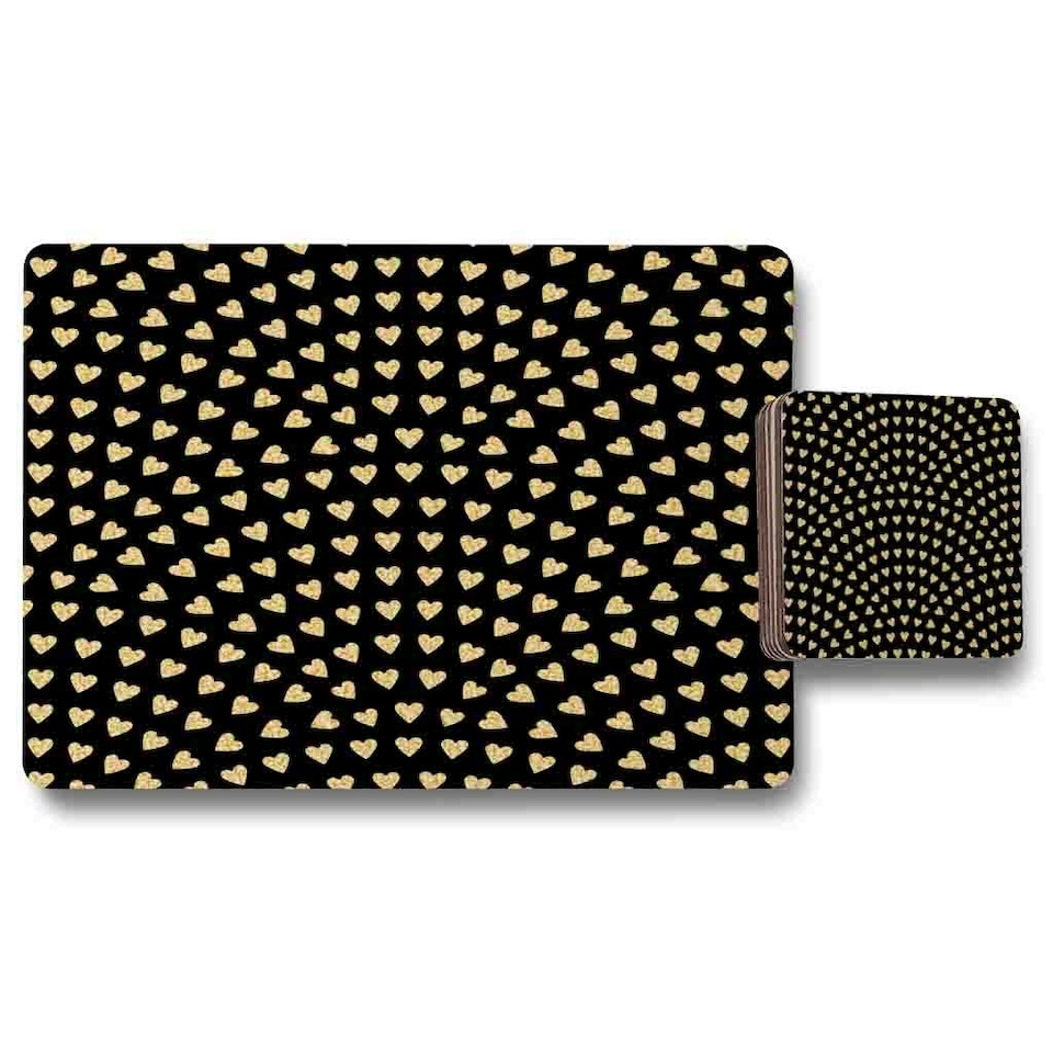 Geometric Glitter Love Hearts (Placemat & Coaster Set)