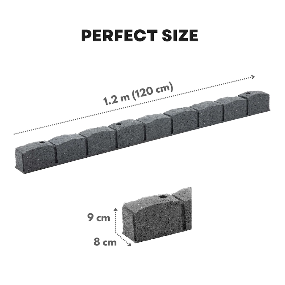 image 1 of Recycled Rubber Roman Stone Garden Border 1.2m - Grey - Pack of 20 | Grey | Grey | 20 pack