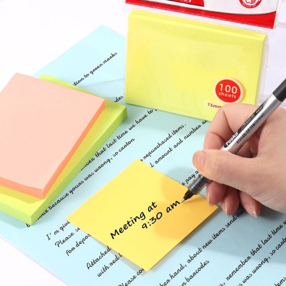 image 1 of Single Pack of 100 Sheets Fluorescent Green Color Sticky Notes 37.5x50mm | Green