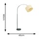 image 2 of ValueLights Louis Black Arched Curved Floor Lamp with Natural Wicker Drum Lamp Shade