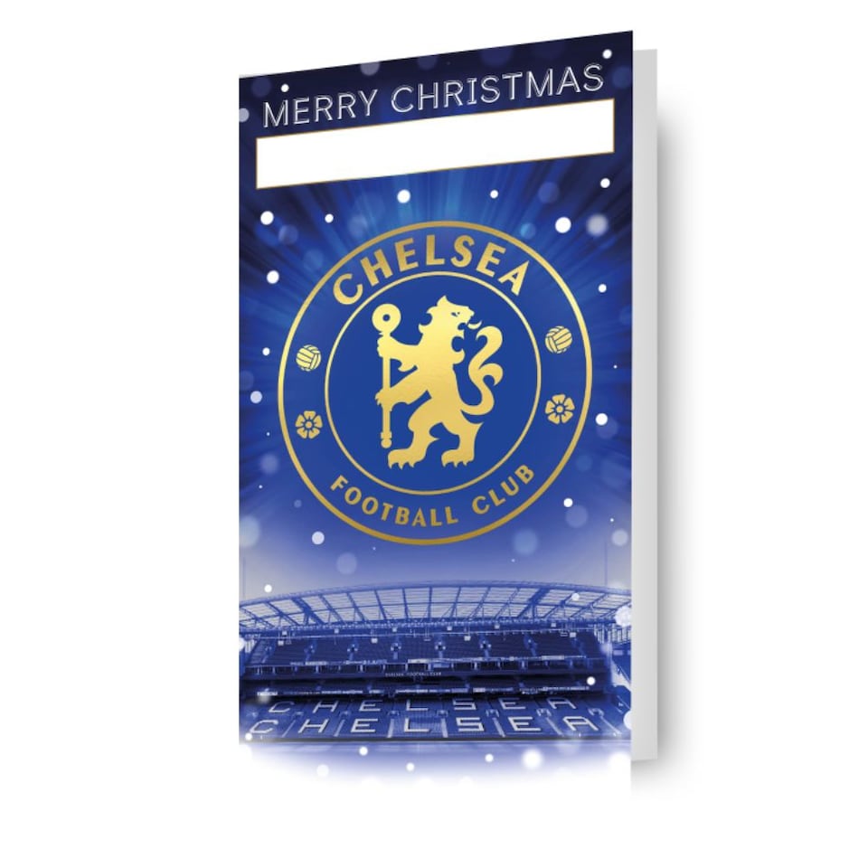 image 1 of Chelsea FC Personalise Christmas Card With Sticker Sheet