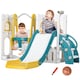 image 1 of AIYAPLAY 6-in-1 Toddler Climber and Set w Basketball Hoop, Telescope Yellow